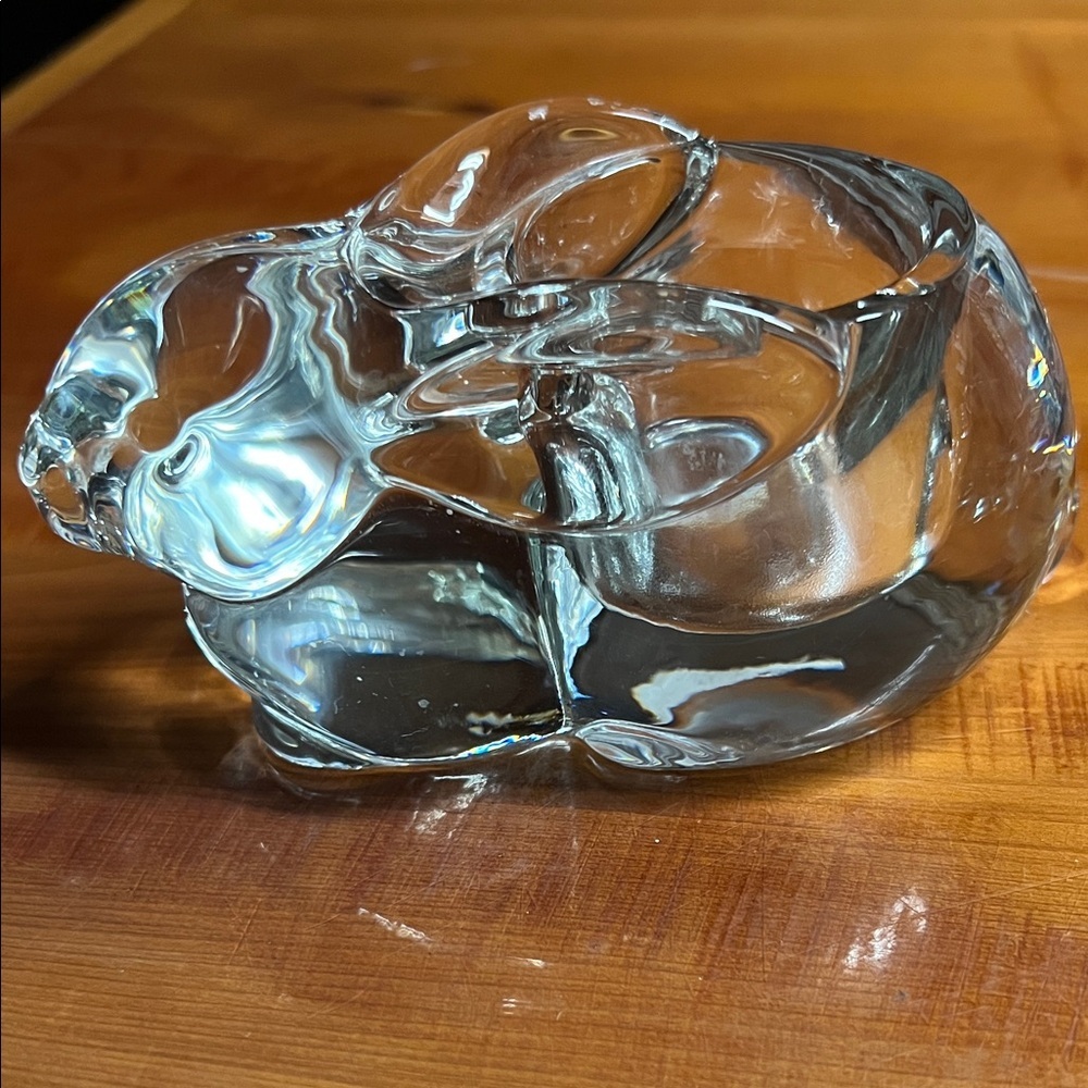 Vintage Indiana Glass Clear Bunny Rabbit Votive Candle Holder